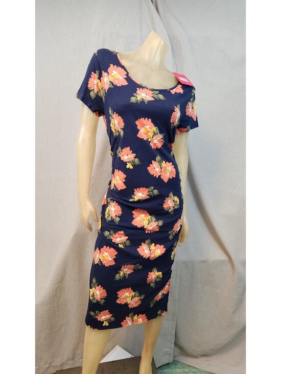 Isabel Dresses & Skirts - Isabel Maternity Blue Pink Floral Cap Slv Scop Neck Shift Dress Womens SMALL NEW